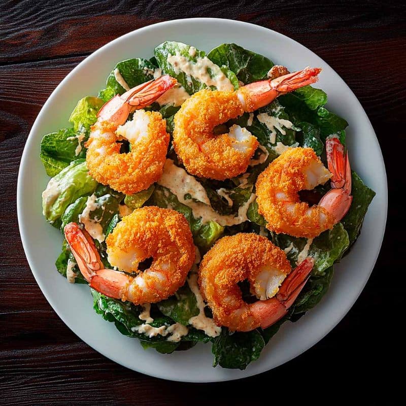 Caesar with crispy prawns