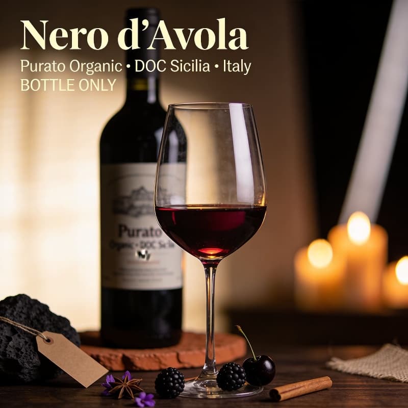 Red, Purato, Nero d’Avola Organic, DOC Sicilia – Italy