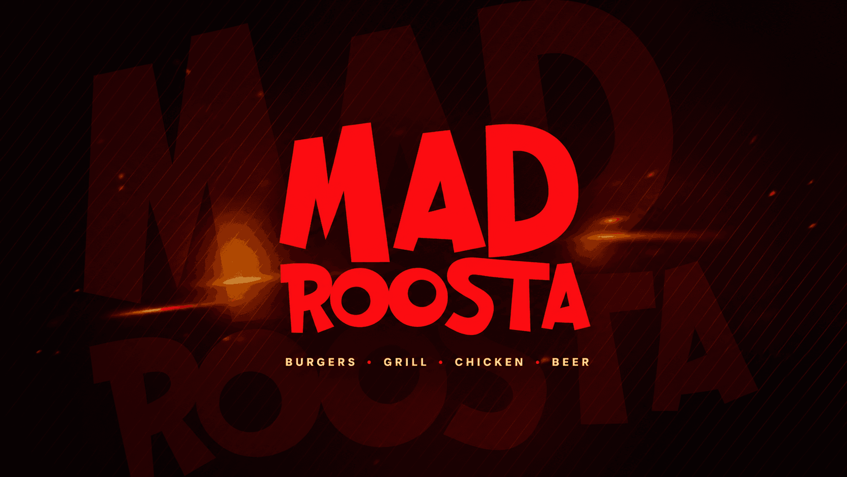 MAD ROOSTA burgers grill chicken beer brand artwork